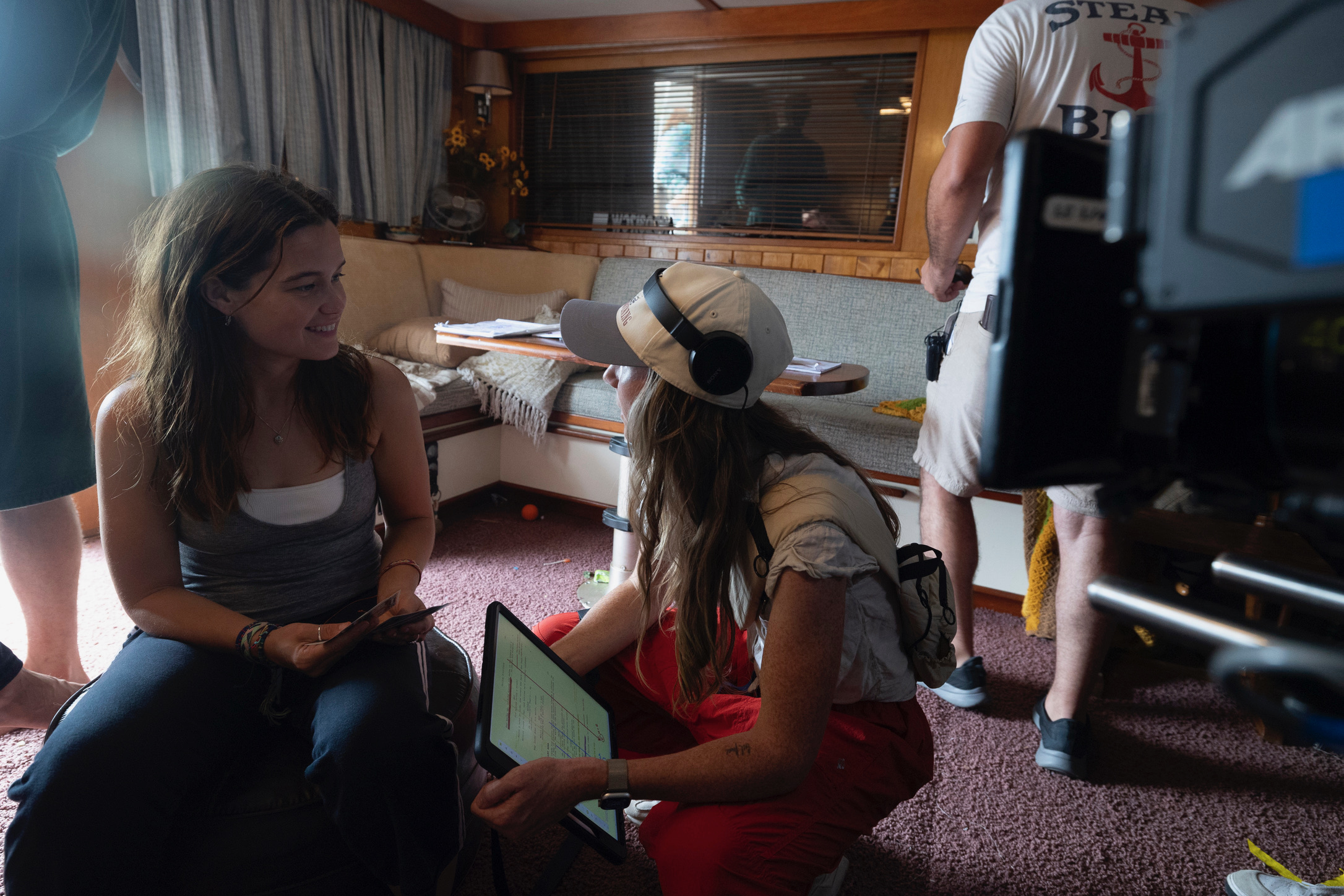 Lindsey Ryan on set